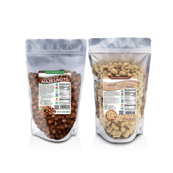 Organic Raw Cashews 12oz + Organic Raw De-shelled Hazelnuts With Skin 10 oz (BOTH Non-fumigated, Unpasteurized, Non-irradiated)